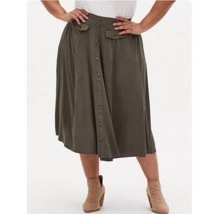 Torrid Midi Challis Button-Front Skirt